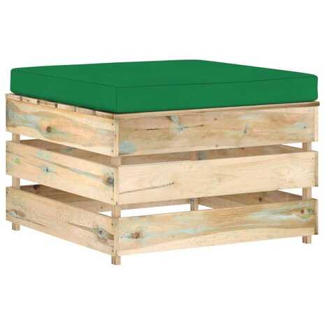 Hocker sectioneel met kussen groen geïmpregneerd hout 1