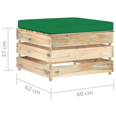 Hocker sectioneel met kussen groen geïmpregneerd hout 5