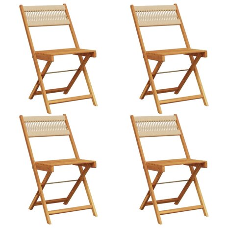 Tuinstoelen 4 st inklapbaar massief acaciahout beige 2