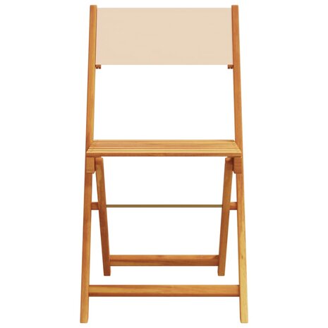 Tuinstoelen 4 st inklapbaar stof en massief hout beige 4