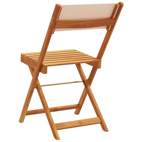 Tuinstoelen 4 st inklapbaar stof en massief hout beige 6