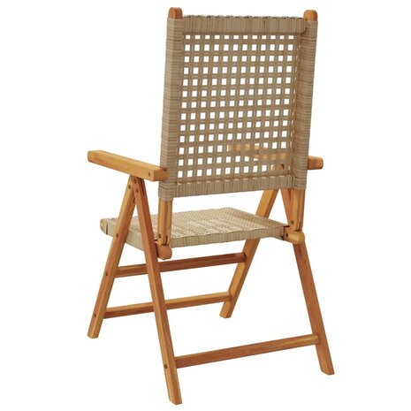 Tuinstoelen 2 st massief acaciahout en poly rattan beige 7