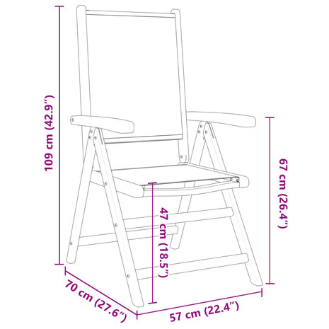 Tuinstoelen 2 st inklapbaar acaciahout en stof antracietkleurig 11