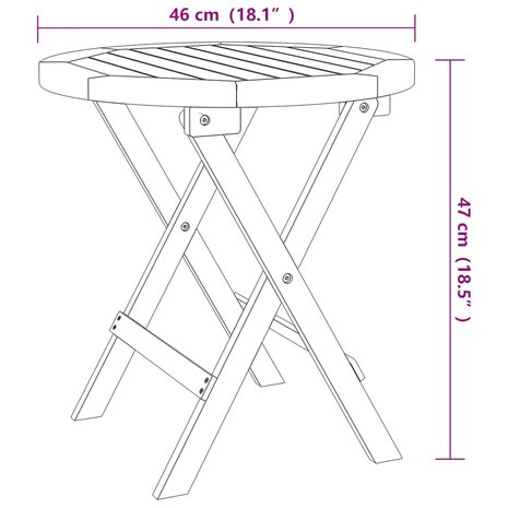 Tuintafel inklapbaar Ø 46 cm massief acaciahout wit 6