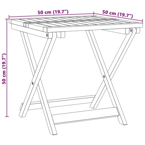 Tuintafel inklapbaar 50x50x50 cm massief acaciahout 10