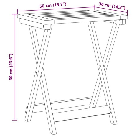 Tuintafel inklapbaar 50x36x60 cm massief acaciahout 10