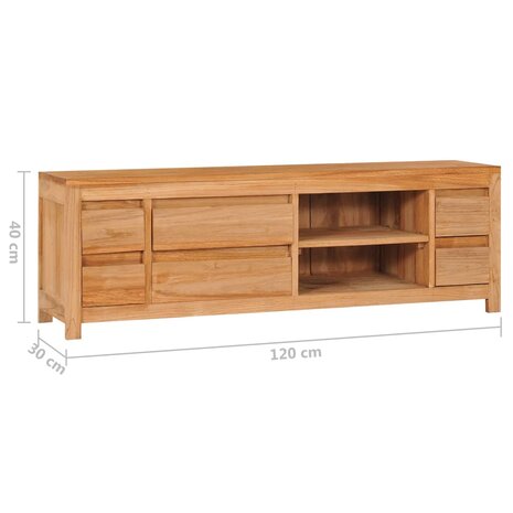 Tv-meubel 120x30x40 cm massief teakhout 8