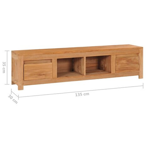 Tv-meubel 135x30x35 cm massief teakhout 8