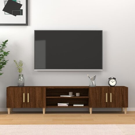 Tv-meubel 180x31,5x40 cm bewerkt hout bruin eikenkleur 1