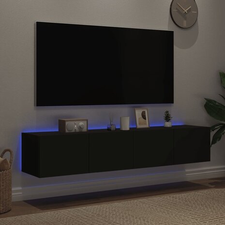 Tv-meubels met LED-verlichting 2 st 80x35x31 cm zwart 3