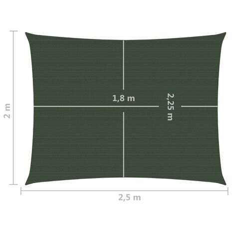 Zonnezeil 160 g/m² 2x2,5 m HDPE donkergroen 6