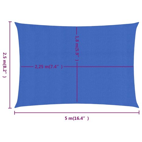 Zonnezeil rechthoekig 160 g/m² 2,5x5 m HDPE blauw 6