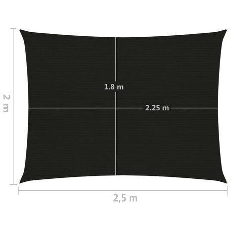 Zonnezeil 160 g/m² 2x2,5 m HDPE zwart 6