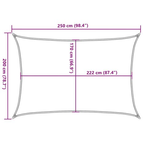 Zonnezeil 2,5x2 m 100% polyester oxford zandkleurig 10