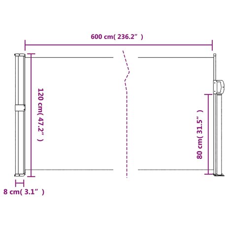 Windscherm uittrekbaar 120x600 cm wit 10