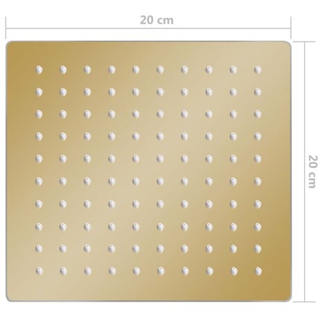 Regendouchekop vierkant 20x20 cm roestvrij staal goudkleurig 7