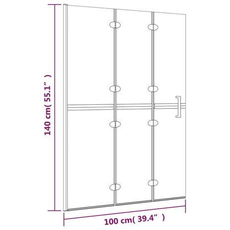 Douchewand inklapbaar 100x140 cm ESG wit 7