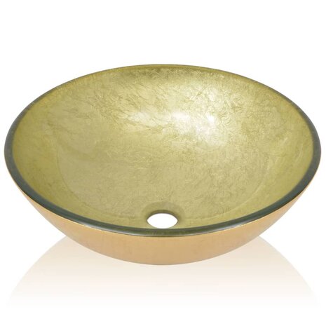 Wasbak gehard glas 42 cm goud 3