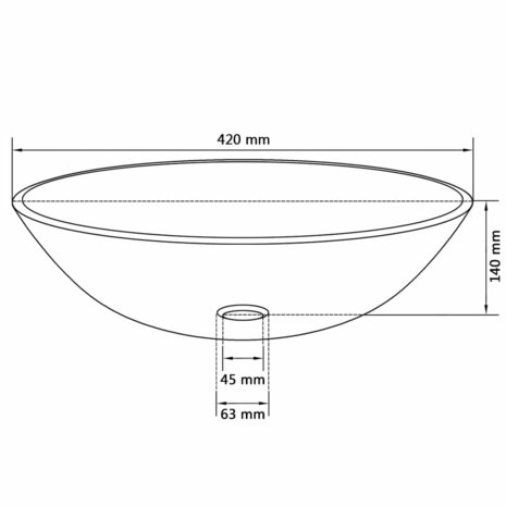 Wasbak gehard glas 42 cm goud 4