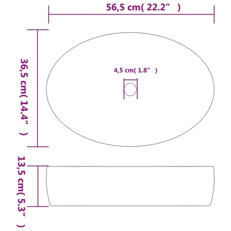 Opzetwasbak ovaal 56,5x36,5x13,5 cm keramiek zwart en blauw 8