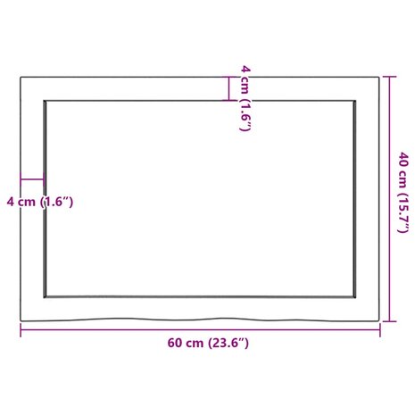 Wastafelblad 60x40x(2-6) cm onbehandeld massief hout 9