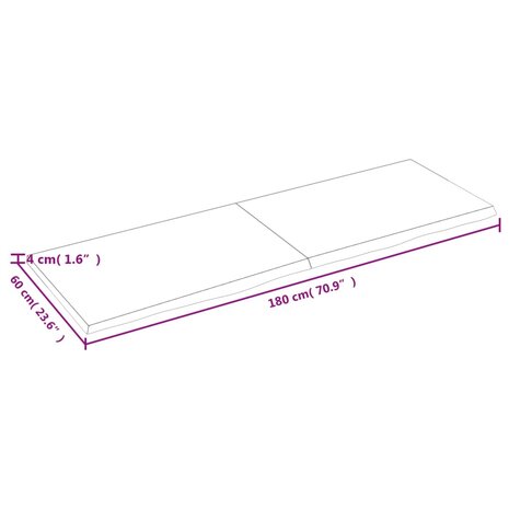 Wastafelblad 180x60x(2-4) cm onbehandeld massief hout 9