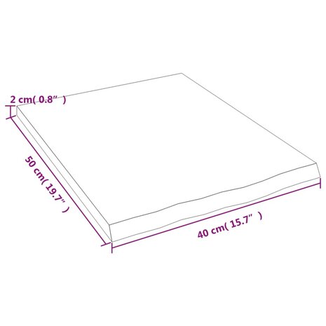 Wastafelblad 40x50x2 behandeld massief hout lichtbruin 6