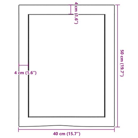 Wastafelblad 40x50x(2-6) cm behandeld massief hout lichtbruin 9