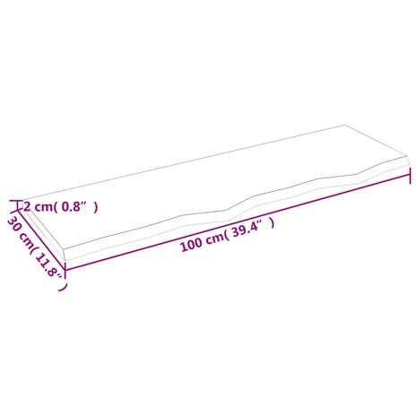 Wastafelblad 100x30x2 cm behandeld massief hout lichtbruin 6