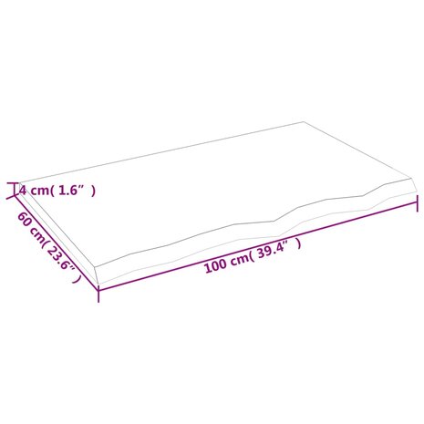 Wastafelblad 100x60x(2-4) cm behandeld massief hout lichtbruin 8