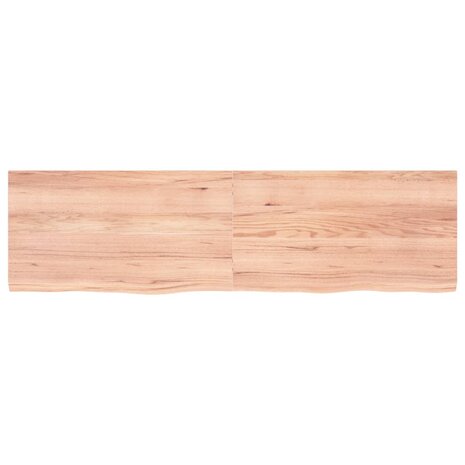 Wastafelblad 180x50x(2-4) cm behandeld massief hout lichtbruin 3