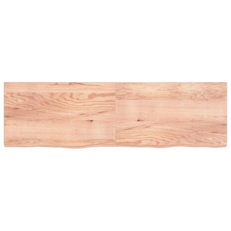 Wastafelblad 200x60x(2-6) cm behandeld massief hout lichtbruin 3