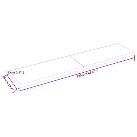 Wastafelblad 220x50x(2-6) cm behandeld massief hout lichtbruin 9