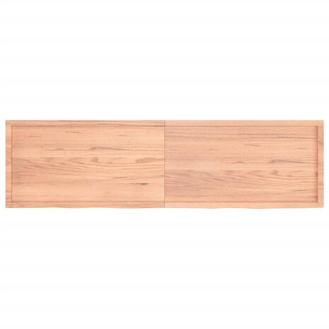 Wastafelblad 220x60x(2-6) cm behandeld massief hout lichtbruin 4