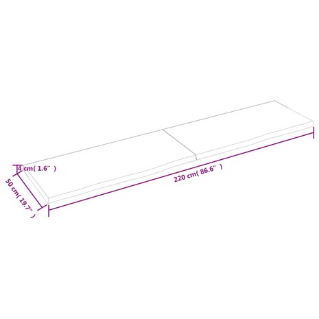 Wastafelblad 220x50x(2-4) cm behandeld massief hout donkerbruin 9