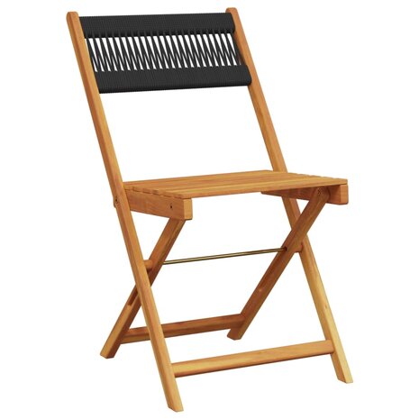 Bistrostoelen 2 st massief acaciahout en polypropeen zwart 4