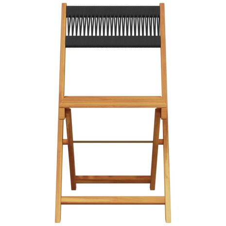 Bistrostoelen 2 st massief acaciahout en polypropeen zwart 5