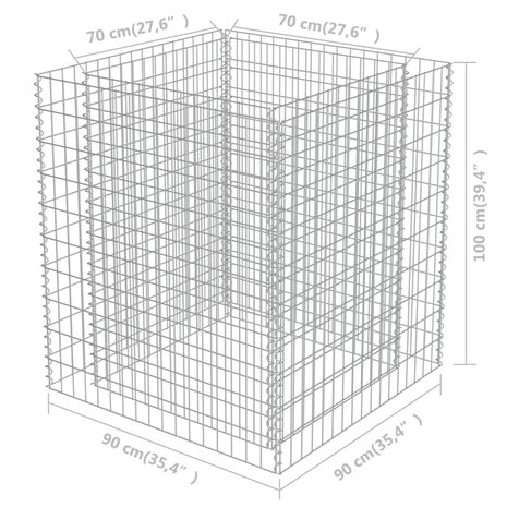 Gabion plantenbak verhoogd 90x90x100 cm gegalvaniseerd staal 7