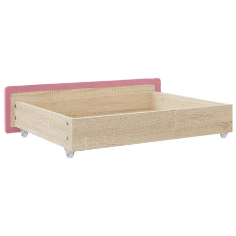 Bedlades 2 st bewerkt hout en fluweel roze 6