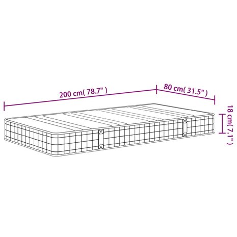 Binnenveringmatras middelhard 80x200 cm 9