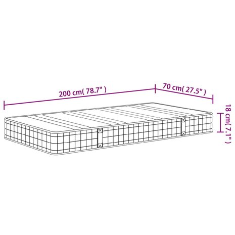 Binnenveringmatras middelhard 70x200 cm 9