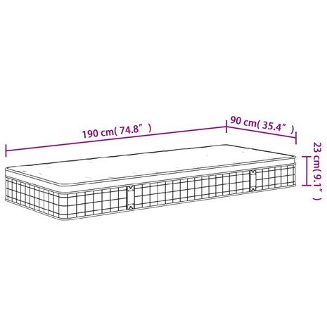 Binnenveringmatras middelhard 90x190 cm Single Size 9