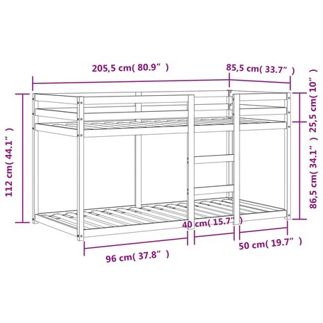 Stapelbed massief grenenhout wasbruin 80x200 cm 9