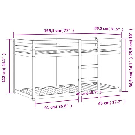 Stapelbed massief grenenhout wasbruin 75x190 cm 9