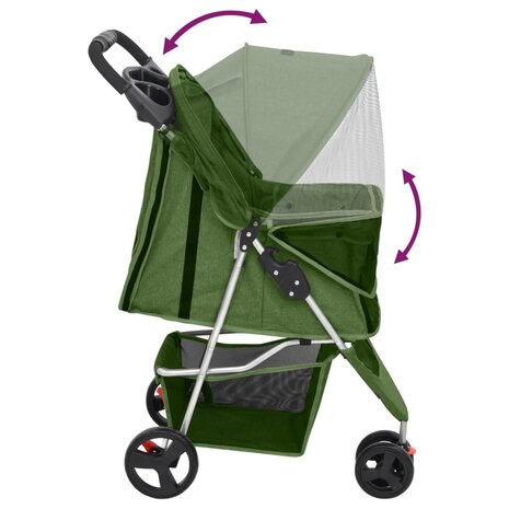 Hondenwagen inklapbaar 80x46x98 cm oxford stof groen 6