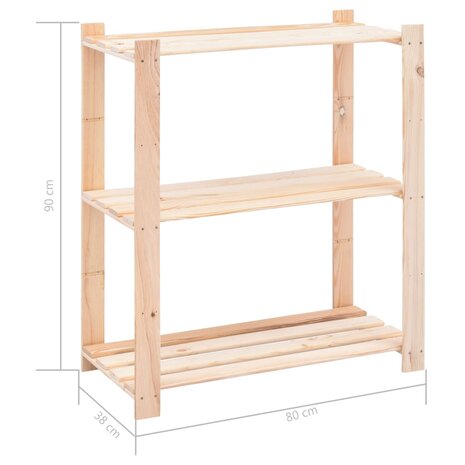 Opbergrekken 3-laags 10 st 80x38x90 cm grenenhout 150 kg 8