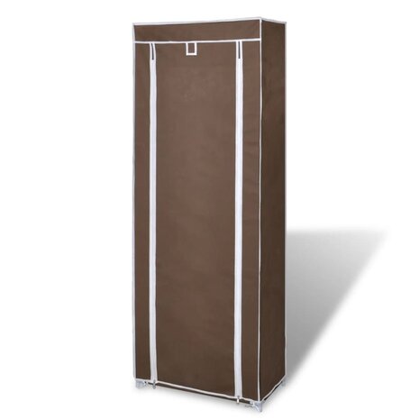 Stoffen schoenenrek met hoes 162 x 57 x 29 cm bruin 3