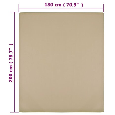 Hoeslakens jersey 2 st 180x200 cm katoen taupe 4