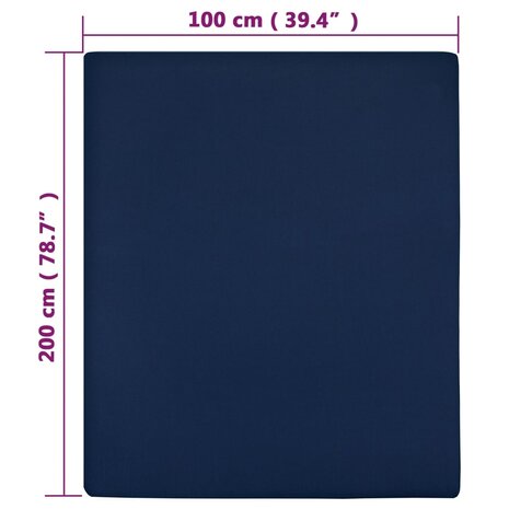 Hoeslakens 2 st jersey 100x200 cm katoen marineblauw 4