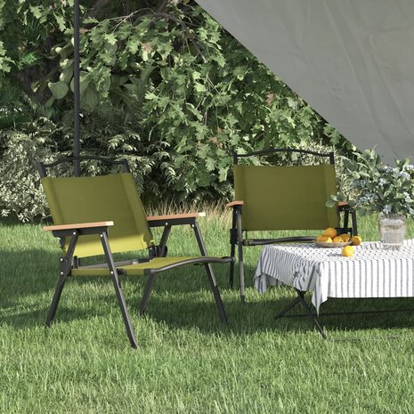 Campingstoelen 2 st 54x43x59 cm oxford stof groen 1